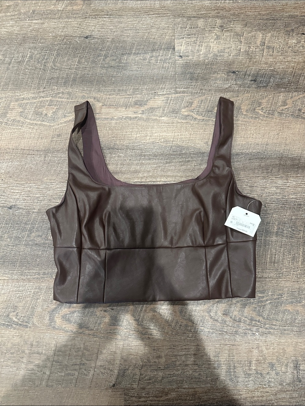 Altar'd State Chocolate Brown Faux Leather Crop Top